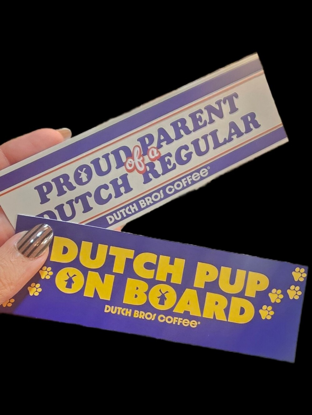 SET OF 2 ✌Dutch Bros Stickers - Proud Parent & Pup Design Limited Edition  NWT💫